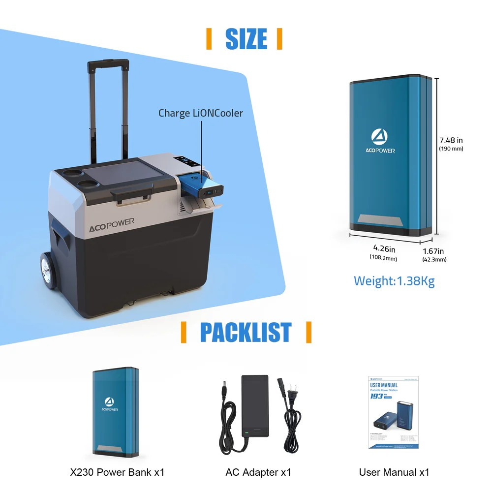 ACOPOWER 193Wh Portable Power Station