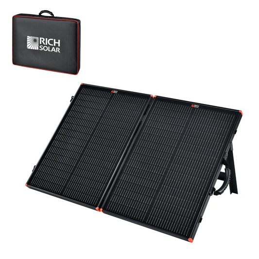 Rich Solar MEGA 100 Portable Briefcase Solar Panel | 100 Watt Portable Solar Panel | Premier 12V Portable Solar Panel for Generators, Power Stations, Vans | High Efficiency BACKORDER